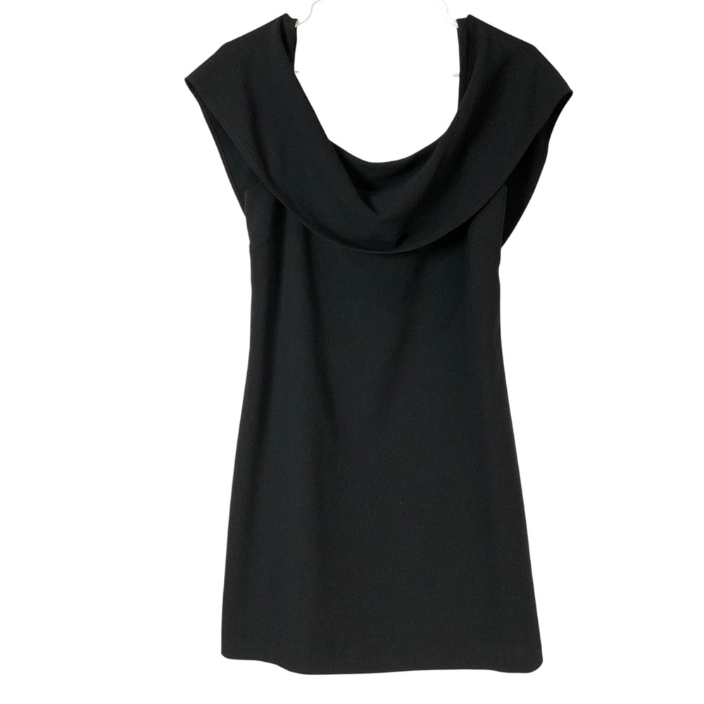 Charles Henry Black Mini Dress XSP Zipper Cowl Neck Sleeveless Draped Collar